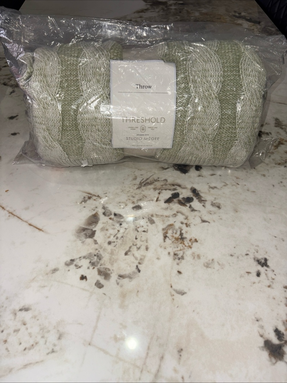 Threshold Cable Knit Throw Blanket - Sage and Cream